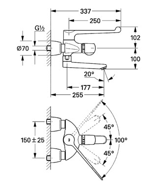 德國 GROHE Grohtherm Ergomix 34020 明牆恆溫單控面盆龍頭