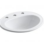 美國 KOHLER Pennington K-2196-8 8″中3孔圓形檯面面盆 515x445mm 白色