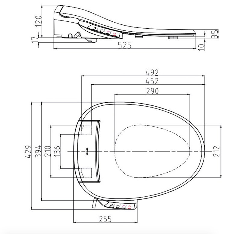 美國 KOHLER Ove 相連式自由咀座廁 配  C3-050 基本型K-18751T 電子廁板 精選組合