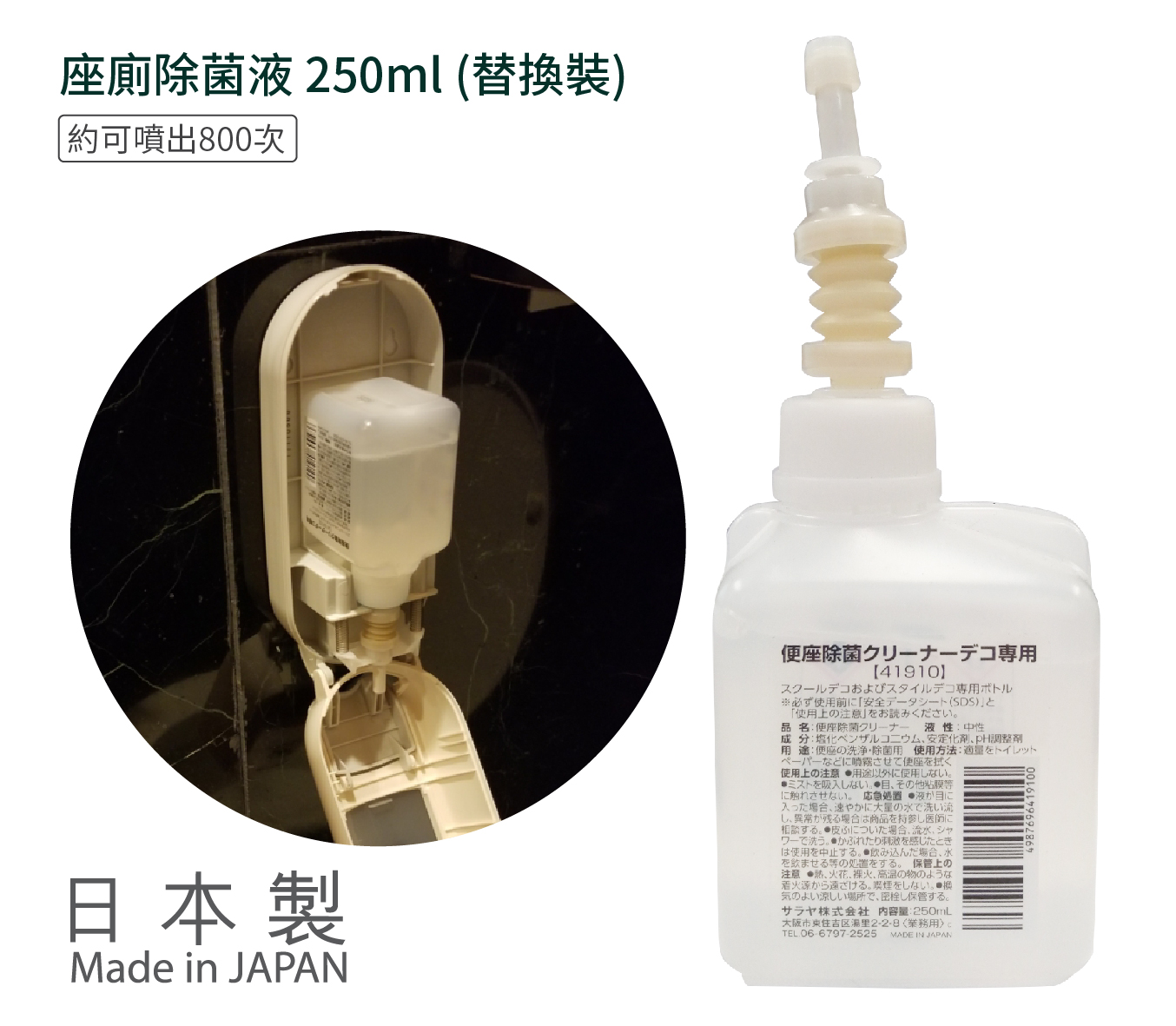 SARAYA SC460 座廁廁板消毒清潔液機 (連日本製座廁消毒液一瓶 250ml)
