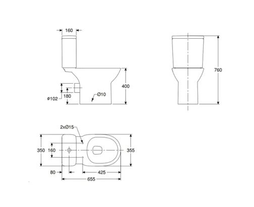 ROCA-Debba-Round-Rimless-P-trap-drawing