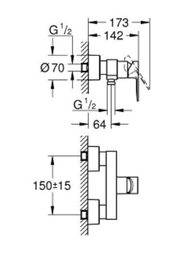 grohe-33865001-shower-mixer-drawing